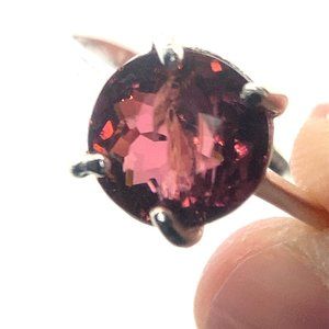 Red Tourmaline 3.61ct Platinum Finish Solid 925 Sterling Silver Ring